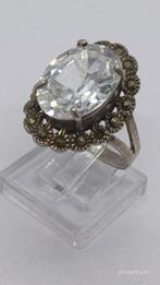 Zilveren Vintage Ring met Markasiet & Grote Steen, Sieraden, Tassen en Uiterlijk, Ringen, Met edelsteen, 19 tot 20, Ophalen of Verzenden