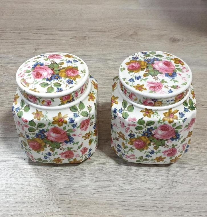 Old ca.1980's Sadler Olde Chintz thee caddies, snoep potten, Antiek en Kunst, Antiek | Keukenbenodigdheden, Ophalen of Verzenden
