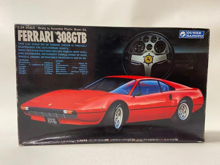Gunze Sangyo 1:24 Ferrari 308 GTB, Hobby en Vrije tijd, Modelbouw | Auto's en Voertuigen, Zo goed als nieuw, Auto, Groter dan 1:32