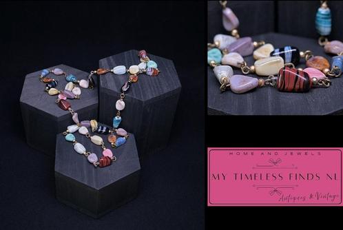 Oude edelsteen ketting - K3FLH-P6Z3, Sieraden, Tassen en Uiterlijk, Kettingen, Zo goed als nieuw, Steen of Mineraal, Met edelsteen
