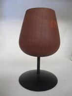 Kandelaar teak, metaal voet, beker model zwarrt metaal voet, Huis en Inrichting, Gebruikt, Bruin, Ophalen of Verzenden, Metaal