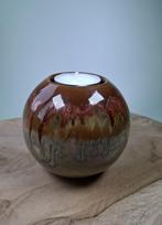 Handgemaakte ronde keramiek waxinelichthouder Copper Love, Ophalen of Verzenden, Nieuw, Overige materialen, Minder dan 25 cm