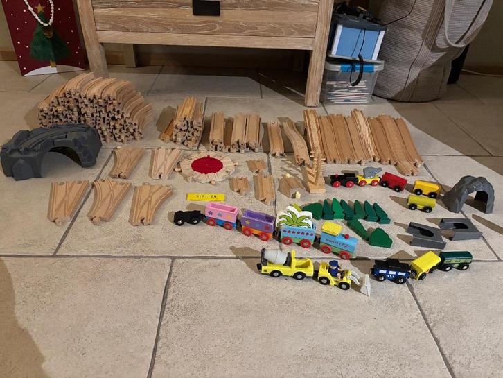 Houten treinbaan, Kinderen en Baby's, Speelgoed | Houten speelgoed, Gebruikt, Overige typen, Ophalen