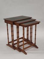Vintage nesting tables faux bamboo bijzettafeltjes hout, Huis en Inrichting, Minder dan 55 cm, Gebruikt, ., Ophalen of Verzenden