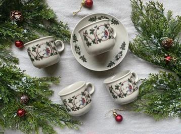 Vintage kerst kop en schotel | set van 4 beschikbaar voor biedingen