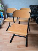 3 houten school stoelen stapelbaar, Ophalen, Gebruikt, Vintage, Hout