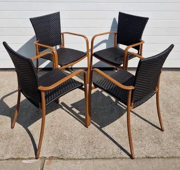 28 x Terrasstoelen wicker zwart terras bistro cafe stoelen beschikbaar voor biedingen