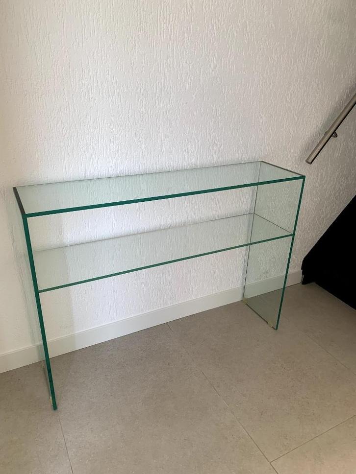 Sidetable glas, Huis en Inrichting, Tafels | Sidetables, Zo goed als nieuw, 25 tot 50 cm, 100 tot 150 cm, Rechthoekig, Glas, Ophalen