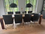 8 x Montis Chaplin eetkamerstoelen zwart leder, Zwart, Design, Ophalen of Verzenden, Zo goed als nieuw