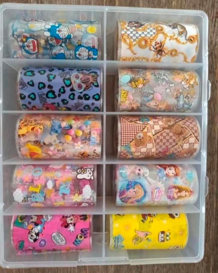 Nagelfolie 10x 4*50cm hello kitty frozen etc. incl verzend, Sieraden, Tassen en Uiterlijk, Uiterlijk | Cosmetica en Make-up, Nieuw