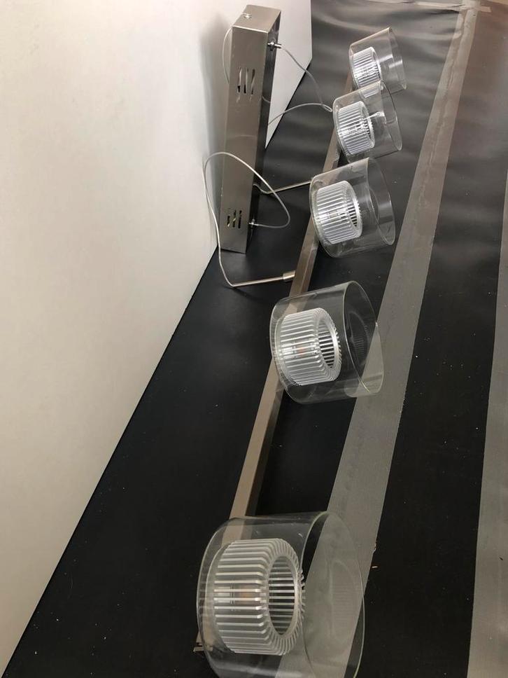 Moderne RVS LED Hanglamp, Huis en Inrichting, Lampen | Spots, Zo goed als nieuw, Metaal of Aluminium, Led, Ophalen