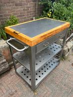 keukentrolley buitenkeuken snijplank bbq op wieltjes, Tuin en Terras, Buitenkeukens, Ophalen, Geen, Zo goed als nieuw, Geen
