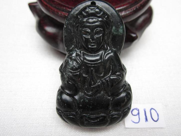 Prachtige amulet hanger van chinese jade GUANYIN 910 #, Sieraden, Tassen en Uiterlijk, Kettinghangers, Zo goed als nieuw, Steen of Mineraal