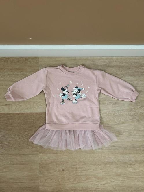 Z.g.a.n. Roze sweaterdress met tule, H&M, Minnie, maat 86, Kinderen en Baby's, Babykleding | Maat 86, Zo goed als nieuw, Meisje