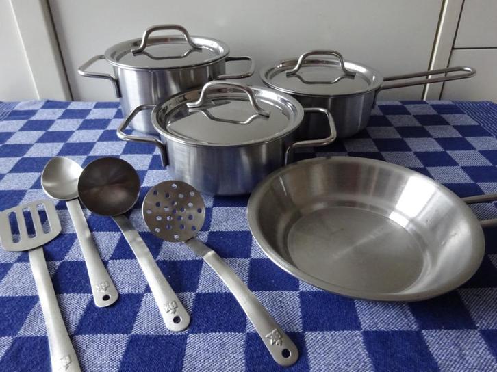 BK junior pannetjes RVS, Kinderen en Baby's, Speelgoed | Speelkeukens, Gebruikt, Speelkeuken-accessoire, Overige materialen, Ophalen