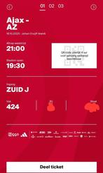 Ajax Az Vak 424 3 Tickets naast elkaar, Tickets en Kaartjes, Losse kaart, Drie personen of meer, Oktober