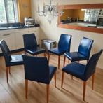 poltrona frau leren eetkamerstoelen prijs voor 6 stuks, Huis en Inrichting, Stoelen, Ophalen, Gebruikt, Blauw, Leer