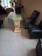 Glazen Eettafel met Stenen Voet, Ophalen, Gebruikt, 100 tot 150 cm, Glas