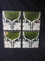 4 antieke tegels art nouveau villeroy en boch Mettlach 15x15, Antiek en Kunst, Antiek | Wandborden en Tegels, Ophalen of Verzenden