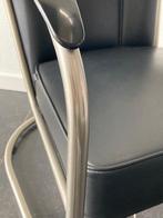 Gispen 412 fauteuil , zijdemat chroom, zwart leder, Huis en Inrichting, Design, 75 tot 100 cm, Zo goed als nieuw, Metaal