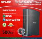 Externe HARDE SCHIJF - Buffalo - 500 GB - via USB of Netwerk, Computers en Software, HDD, Ophalen of Verzenden, Zo goed als nieuw