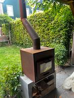 Cortenstaal Tuinhaard met BBQ Rooster & Pizzaasteen, Gebruikt, Houtkachel, Ophalen of Verzenden, Vrijstaand