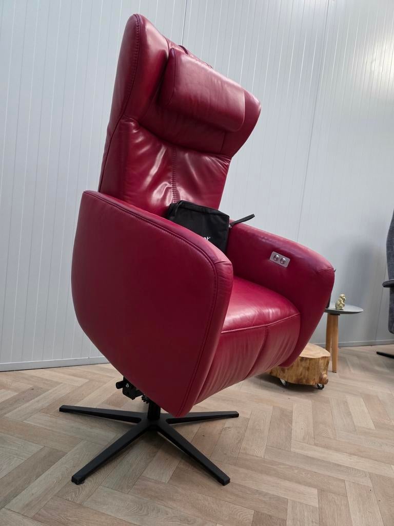 Luxe Prominent Humberto sta op accu relaxfauteuil draai, Minder dan 75 cm, Leer, Ophalen of Verzenden, Zo goed als nieuw