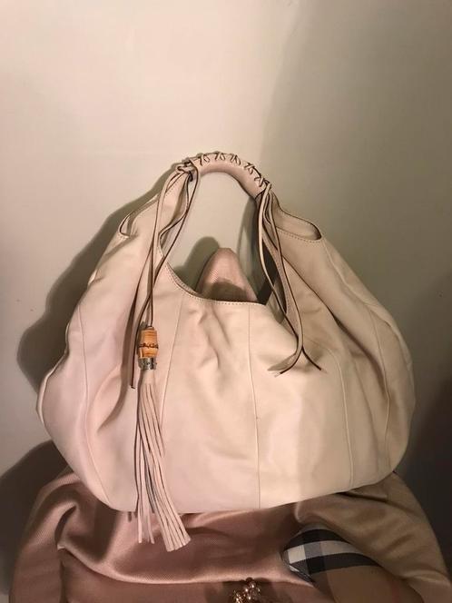 MOCCIO ITALIAANSE LEATHER BAG ECRU, Sieraden, Tassen en Uiterlijk, Tassen | Damestassen, Zo goed als nieuw, Handtas, Overige kleuren