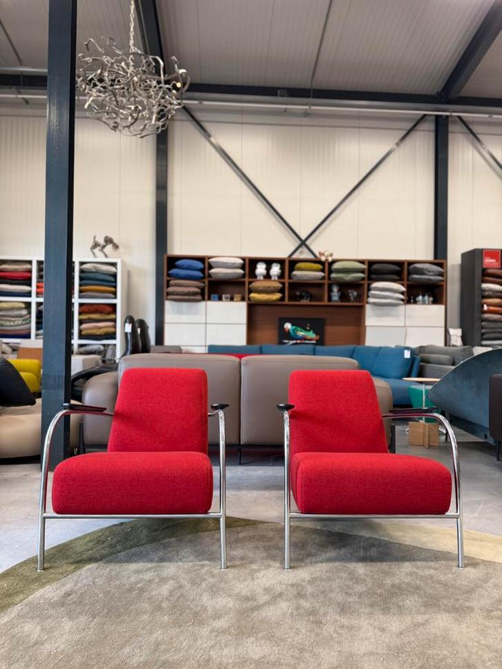 2 Harvink Fauteuils Rood Wolstof Design stoel, Huis en Inrichting, Fauteuils, Gebruikt, 50 tot 75 cm, 75 tot 100 cm, Ophalen of Verzenden