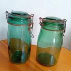 Set Franse weckpotten, L'Ideale, groen, brocante, 1 liter, Ophalen of Verzenden, Gebruikt