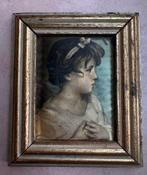 Mooi schilderijtje, hout en zijde, Joshua Reynolds (kopie), Antiek en Kunst, Ophalen of Verzenden