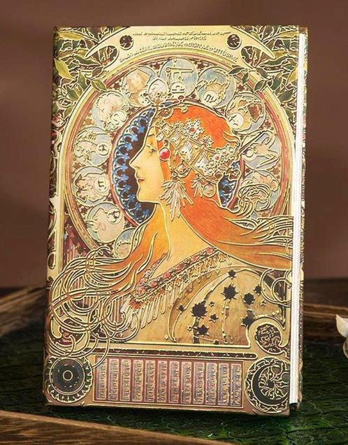 Mooi Alphonse Mucha Jugendstil Notitieboek Zodiac boek, Antiek en Kunst, Kunst | Tekeningen en Foto's, Verzenden