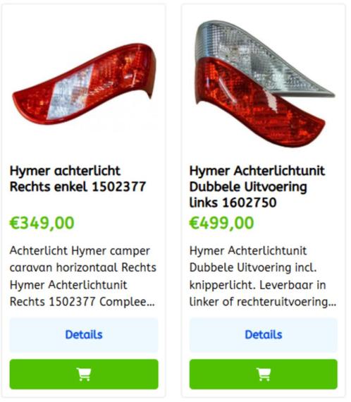 Hymer achterlichten diverse soorten hier te koop! hymer, Caravans en Kamperen, Camper-accessoires, Nieuw, Ophalen of Verzenden
