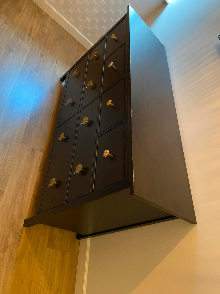 Ikea Hemnes Commode Zwart - Gouden Handgrepen, Kinderen en Baby's, Kinderkamer | Commodes en Kasten, Zo goed als nieuw, Commode