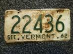 Kentekenplaat licenseplate Vermont 1962 USA, Verzenden, Gebruikt, Auto's