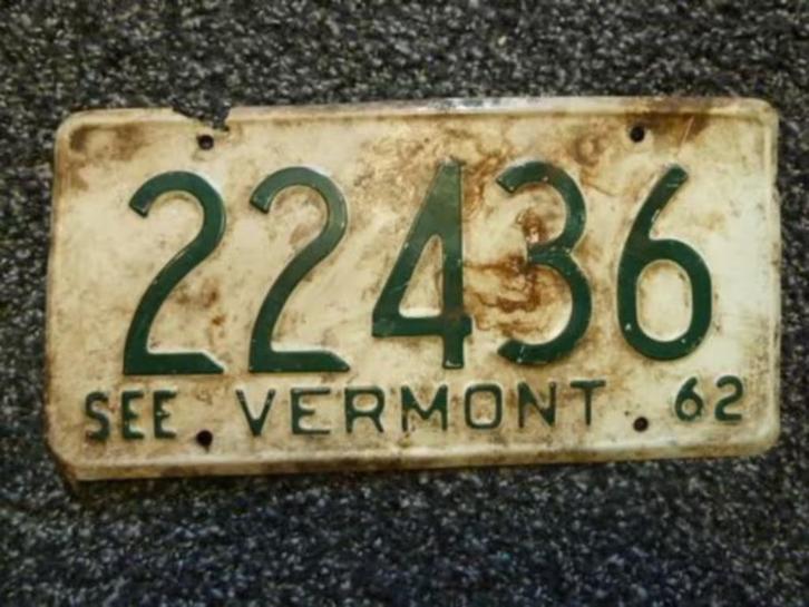 Kentekenplaat licenseplate Vermont 1962 USA, Verzamelen, Automerken, Motoren en Formule 1, Gebruikt, Auto's, Verzenden