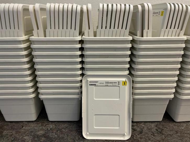 ikea sockerbit bakken wit 19x26x15 50 stuks  603.160.68, Doe-het-zelf en Verbouw, Kratten en Dozen, Gebruikt, Bak of Kist, Minder dan 50 cm