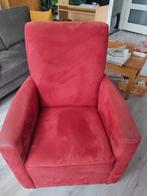 Rode fauteuil, suede, Huis en Inrichting, Fauteuils, Ophalen, Gebruikt, 75 tot 100 cm, 50 tot 75 cm