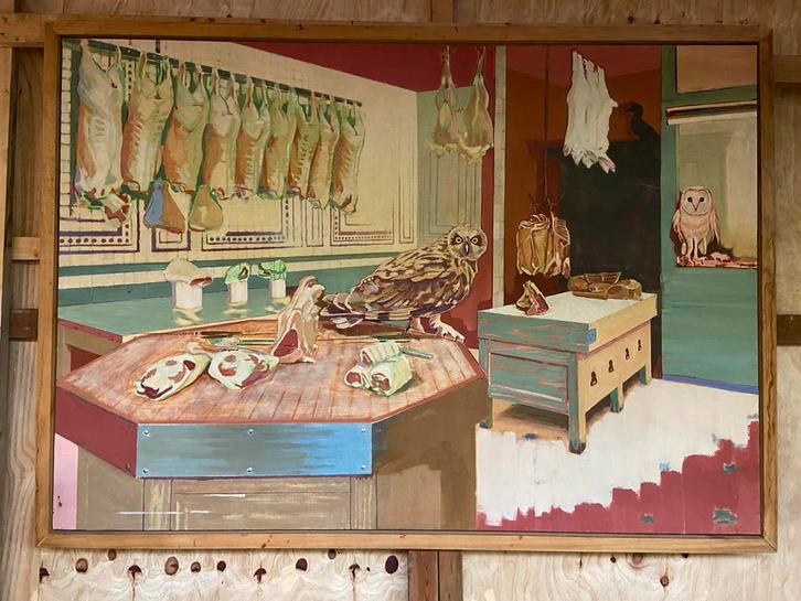 XXL Schilderij Poelier/Slachterij - Uniek Decoratief Kunstwe, Antiek en Kunst, Kunst | Schilderijen | Klassiek, Ophalen