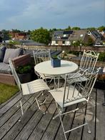 Prachtige nieuwe witte metalen tuinset 5 delig, 2 zitplaatsen, Overige materialen, Nieuw, Ophalen of Verzenden