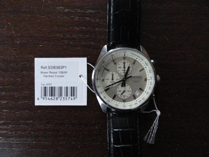Seiko SSB383P1 herenhorloge, Sieraden, Tassen en Uiterlijk, Horloges | Heren, Zo goed als nieuw, Polshorloge, Seiko, Staal, Leer