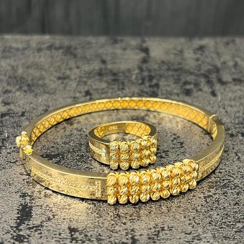 18 karaat gouden armband met ring setje nieuw, Sieraden, Tassen en Uiterlijk, Armbanden, Ophalen of Verzenden