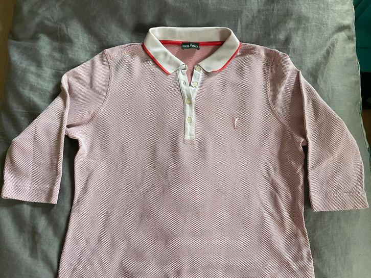 Golfino golf polo 3/4 mouw wit/ oranje-rood 42-44 xxl, Kleding | Dames, Sportkleding, Gedragen, Overige typen, Maat 42/44 (L)