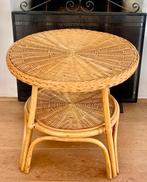 Rotan tafeltje Boho vintage, Huis en Inrichting, Tafels | Bijzettafels, Overige materialen, Minder dan 55 cm, Rond, Boho vintage