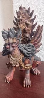 Oude houten polychrome Singha en Vishnu, Antiek en Kunst, Ophalen of Verzenden