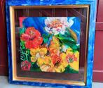 Schilderijen drieluik bloemen €200, Ophalen
