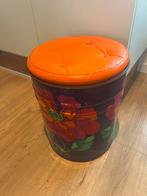 Jaren 70 ton flowerpower opbergkruk, Ophalen of Verzenden, Zo goed als nieuw, Hout