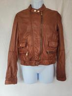 Stoere bruine leren jas mt M merk Massimo Dutti, Kleding | Dames, Jassen | Winter, Maat 38/40 (M), Bruin, ., Ophalen of Verzenden