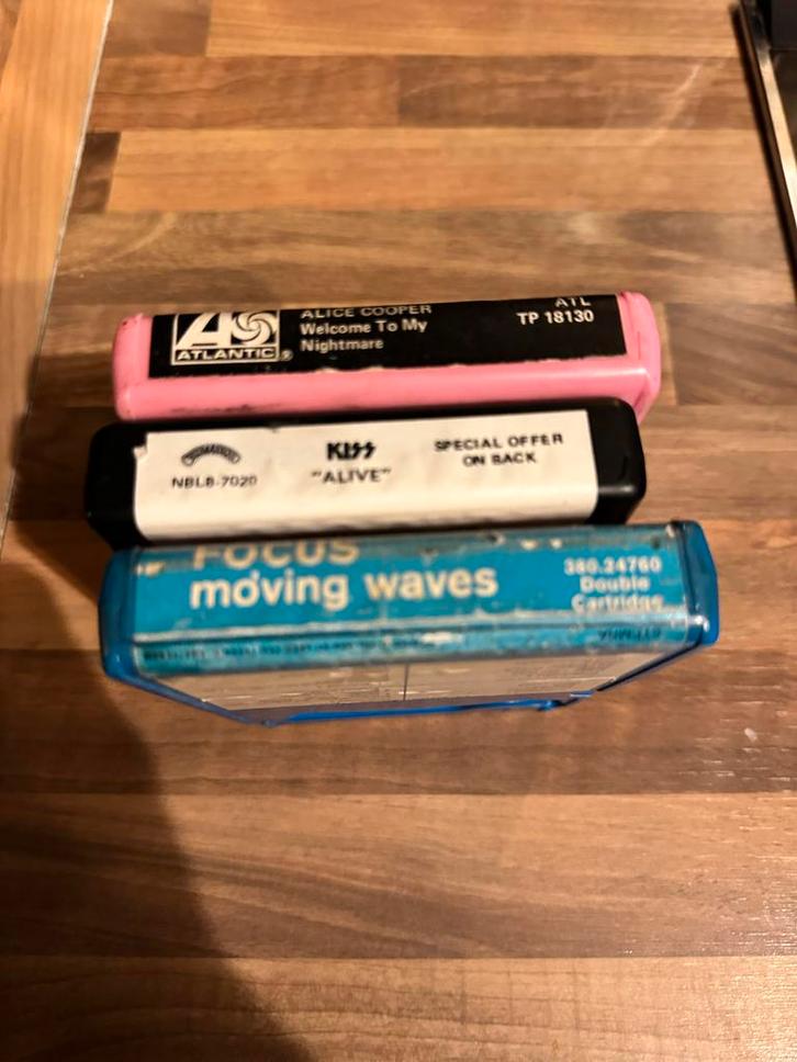 8 Track Tapes - Kiss, Alice Cooper, Focus - 70s Rock, Cd's en Dvd's, Cassettebandjes, Gebruikt, Voorbespeeld, Rock en Metal, 2 t/m 25 bandjes