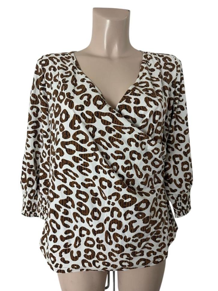 Studio Anneloes 'Joy Leopard Wrap Blouse' L, Kleding | Dames, Blouses en Tunieken, Zo goed als nieuw, Maat 42/44 (L), Overige kleuren